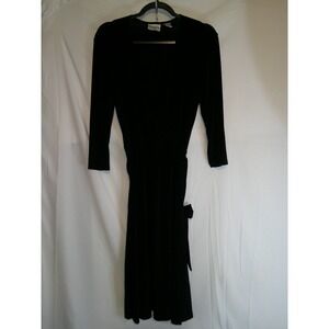 Chicos Travelers Black Wrap Dress Sleeve Tie Waist Christmas New Years Size 1